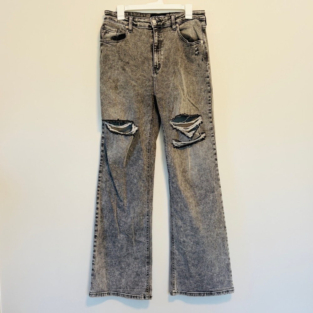 Fashion Nova Black Distressed Flare Jeans